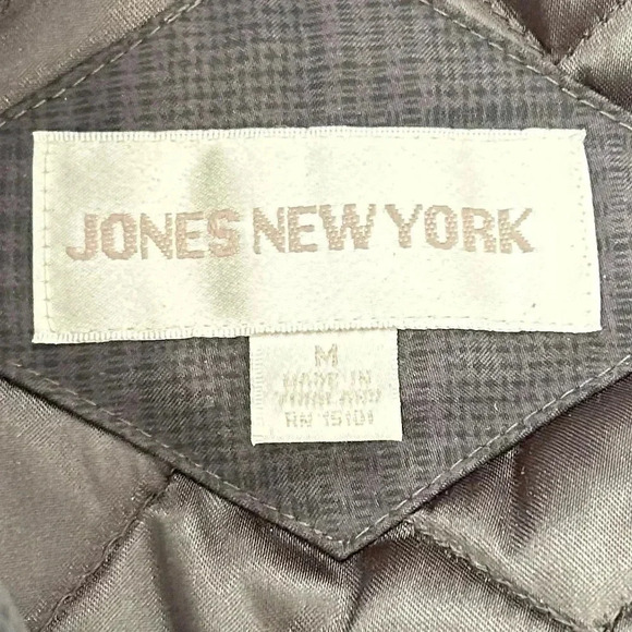 VTG 90s Jones New York Coat Size M Zip Cut Faux Fur Collar Waist Cinch Pockets - Picture 15 of 17